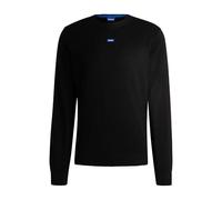 HUGO Herren San Cosmo-C Strickpullover aus Baumwolle mit blauem Logo-Label Schwarz001 S