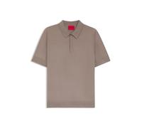 HUGO Herren San Peter-CV Strick-Poloshirt mit verdeckter Knopfleiste Hellbraun L