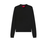 Hugo Slim-Fit Polopullover San Pippo-CV (50532050) aus Strick, verdeckte Knopfleiste Schwarz M