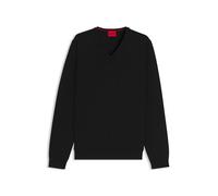 HUGO Regular-Fit Pullover aus Schurwolle mit V-Ausschnitt - Style San Vredo-M, 50474172 Schwarz S