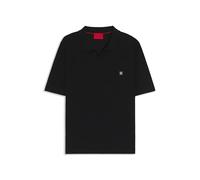 HUGO Herren Shiplom Strick-Poloshirt aus Baumwoll-Mix mit Johnny-Kragen Schwarz001 L