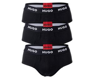 HUGO Herren Slips, 3er Pack - Hip Briefs Triplet Pack, Logo, Cotton Stretch Schwarz 2XL