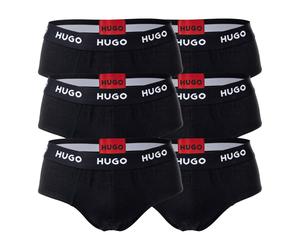 HUGO Herren Slips, 6er Pack - Hip Briefs, Logo, Cotton Stretch Schwarz L