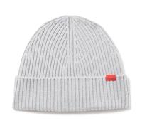HUGO Herren Small Logo Ribbed Beanie-Mütze, Frost, Einheitsgröße