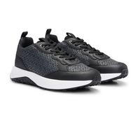 HUGO Herren Sneaker - Kane Runn mono2, Turnschuh, Schnürung, Allover-Logo Schwarz EU 41