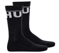HUGO Herren Socken, 2er Pack - QS Rib Label Iconic, gerippt, Logo, Baumwollmischung Schwarz 39-42