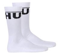 HUGO Herren Socken, 2er Pack - QS Rib Label Iconic, gerippt, Logo, Baumwollmischung, weiß, 39-42 Weiß