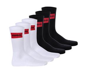 HUGO Herren Socken, 6er Pack - QS Rib Label CC, gerippt, Logo, Baumwollmischung 39-42 Weiß