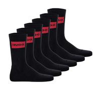 HUGO Herren Socken, 6er Pack - QS Rib Label CC, gerippt, Logo, Baumwollmischung Schwarz 43-46