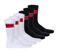 HUGO Herren Socken, 6er Pack - QS Rib Label CC, gerippt, Logo, Baumwollmischung Schwarz/Weiß 39-42
