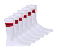 HUGO Herren Socken, 6er Pack - QS Rib Label CC, gerippt, Logo, Baumwollmischung Weiß 43-46