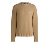 HUGO Herren Sonni Gerippter Pullover aus Baumwolle mit Logo-Aufnäher Beige S