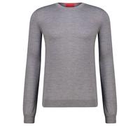 Longsleeve aus Schurwolle mit Label-Stitching Modell 'Cedric' S men Mittelgrau Melange