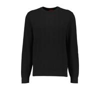 HUGO Herren Strickpullover mit Fischgrätmuster SIMO, schwarz, Gr. M