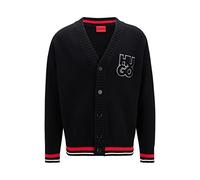 HUGO Herren Stuumo Oversized Cardigan aus Bio-Baumwolle mit Stack-Logo Schwarz