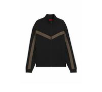 HUGO Relaxed-Fit Sweatjacke mit Reißverschluss und Chevron-Tape - Style Darti, 50549418 Schwarz S