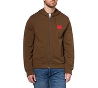HUGO Herren-Sweatshirt, normale Passform, quadratisches Logo, Jersey, mit Reißverschluss, Dunkles Sepia, Small