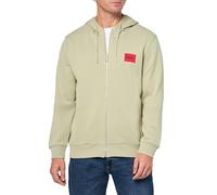 Hugo Herren-Sweatshirt, Normale Passform, quadratisches Logo, Jersey, mit Reißverschluss, Grüner Tee, Medium