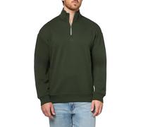 Hugo Herren-Sweatshirt, quadratisches Logo, Viertelreißverschluss, Baumwolle, langärmelig, Jäger-Grün, Klein