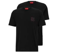 HUGO Herren T-Shirt, 2er Pack - DIMENTO, Rundhals, kurzarm, Logo Print, Baumwolle Schwarz L