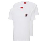 HUGO Herren T-Shirt, 2er Pack - DIMENTO, Rundhals, kurzarm, Logo Print, Baumwolle Weiß 2XL