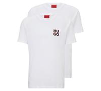 HUGO Herren T-Shirt, 2er Pack - DIMENTO, Rundhals, kurzarm, Logo Print, Baumwolle XXL Weiß