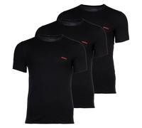 HUGO Herren T-Shirt RN Triplet P – 3er-Pack aus Baumwolle, mit Logos – Schwarz M