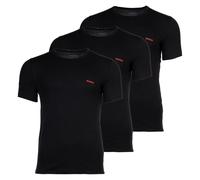HUGO Herren T-Shirt RN Triplet P – 3er-Pack aus Baumwolle, mit Logos – Schwarz M