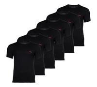 HUGO Herren T-Shirt, 6er Pack - Rundhals, Kurzarm, Logo, Baumwolle, uni Schwarz 2XL