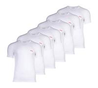 HUGO Herren T-Shirt, 6er Pack - Rundhals, Kurzarm, Logo, Baumwolle, uni Weiß / S S Weiß