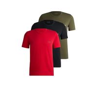 HUGO Herren T-Shirt RN Triplet P Dreier-Pack T-Shirts aus Baumwolle mit Logo-Print Rot/Schwarz/Grün XL