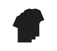 HUGO Herren T-Shirt RN Triplet P – 3er-Pack aus Baumwolle, mit Logos – Schwarz M