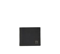 HUGO Herren Theo 4 cc Coin Klapp-Geldbörse aus Leder mit Stack-Logo und Münzfach Schwarz Stck