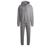 HUGO Herren Tracksuit NalonsoNap Hoodie aus Baumwolle mit blauem Logo-Aufnäher Hellgrau S