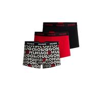 HUGO Herren Trunk Triplet Design Dreier-Pack eng anliegende Boxershorts aus Stretch-Baumwolle mit kurzem Bein und Logo-Bund