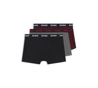 HUGO Eng anliegende Boxershorts aus Stretch-Baumwolle im Dreierpack - Style TRUNK TRIPLET DESIGN, 50532550 Schwarz / Grau S