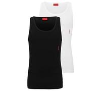 HUGO Herren Unterhemd, 2er Pack - Tank Top Twin Pack, Doppelripp, Cotton Stretch Schwarz/Weiß L