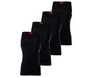 HUGO Herren Unterhemd, 4er Pack - Tank Top, Doppelripp, Cotton Stretch Schwarz 2XL