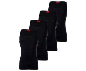 HUGO Herren Unterhemd, 4er Pack - Tank Top, Doppelripp, Cotton Stretch Schwarz / L L Schwarz