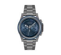 HUGO Uhr mit Gliederarmband, blauem Zifferblatt und Denim-Lünette - Style #BRAVE, 58137055 Grau ONESI