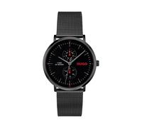 Multifunktionsuhr HUGO "STYLE", schwarz, Armbanduhren, Herren, Quarzuhr, Armbanduhr, Herrenuhr, Edelstahlarmband, analog (83601245-0) schwarz