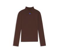 HUGO Hochgeschlossenes Top aus Stretch-Baumwolle mit Logo-Badge - Style Easy Longsleeve_B, 50525318 Braun S