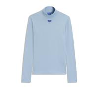 HUGO Hochgeschlossenes Top aus Stretch-Baumwolle mit Logo-Badge - Style Easy Longsleeve_B, 50525318 Hellblau M