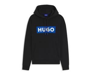 HUGO Hoodie aus Baumwoll-Terry mit rechteckigem Logo-Print - Style Nalves, 50522370 Schwarz XS