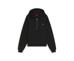 HUGO Hoodie aus strukturiertem Baumwoll-Mix mit Reißverschluss am Kragen - Style Dabinhood, 50563019 Schwarz L