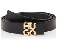 Ledergürtel HUGO "HU-GO Sz20", Damen, Gr. 90, schwarz (schwarz 001), Leder, unifarben, casual, Gürtel, mit zweireihiger HUGO-Schließe (41802456-90) schwarz 001