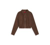 HUGO Jacke aus Veloursleder mit gerafftem Saum - Style Liph, 50563091 Braun L
