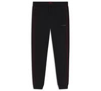 HUGO Jogginghose aus Baumwolle mit Elasthan-Anteil mit kontrastfarbenen Paspeln - Style PALO PANTS, 50557002 Schwarz XXL