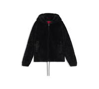 HUGO Kapuzenjacke in Fell-Optik mit Logo-Stickerei - Style Bedo2541, 50546237 Schwarz M