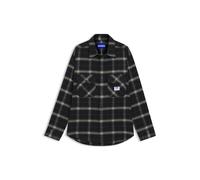 HUGO Kariertes Oversized Overshirt aus Baumwoll-Twill - Style Ebolt, 50555406 Schwarz gemustert XS